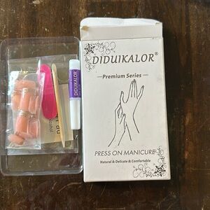 Glitter French False Nails